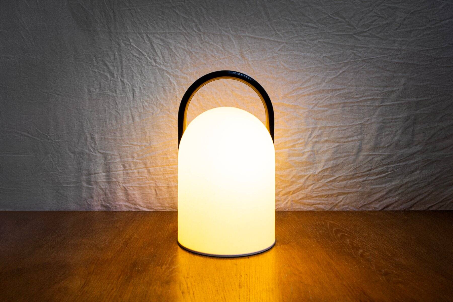 Tender table lamp in glass and metal by Lanciani Romolo for Tronconi, 1980s.