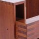 French Brutalist Design coffee table of teak with glass top, 1970
