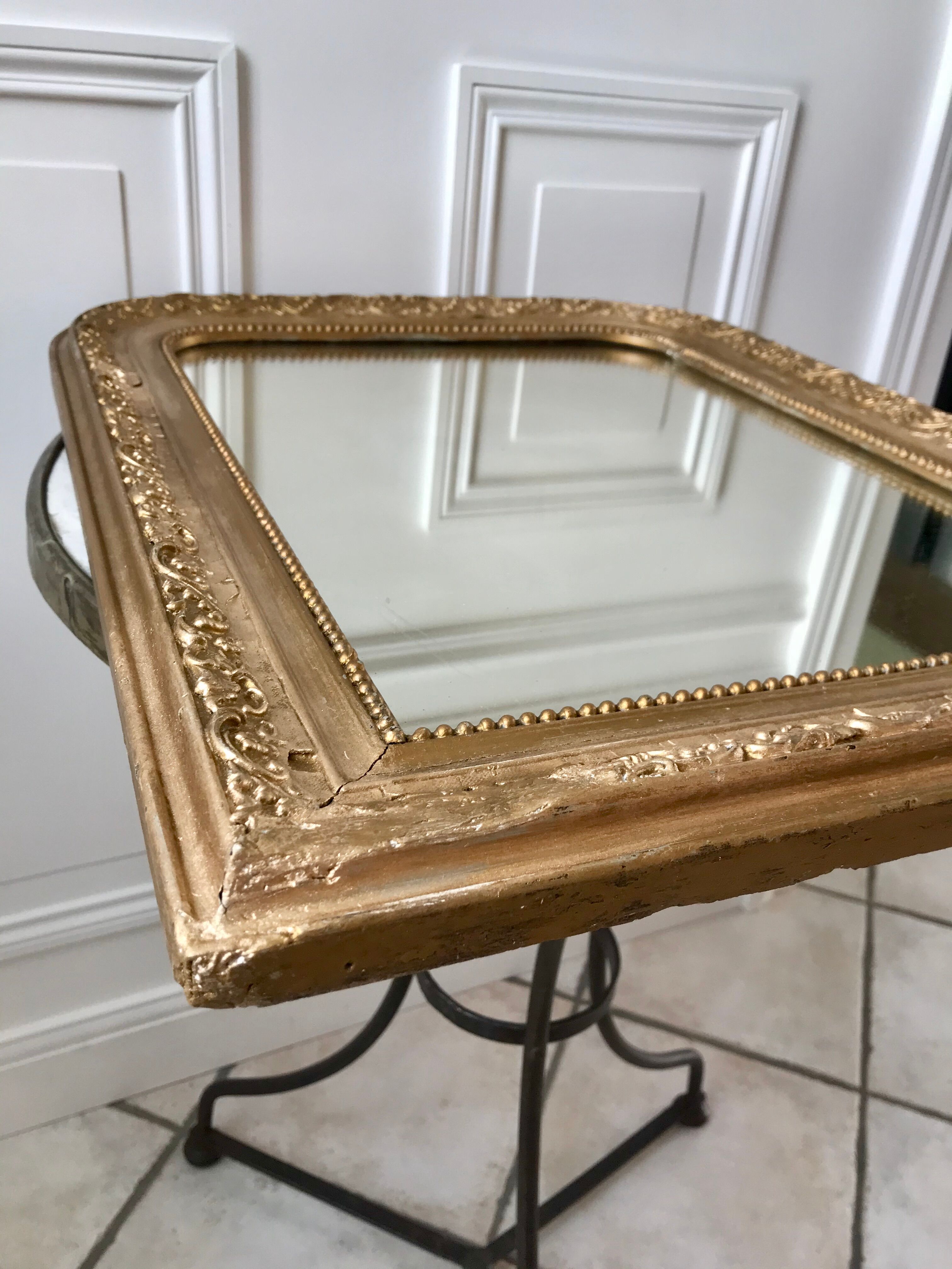 Wooden mirror and gilded stucco early twentieth century