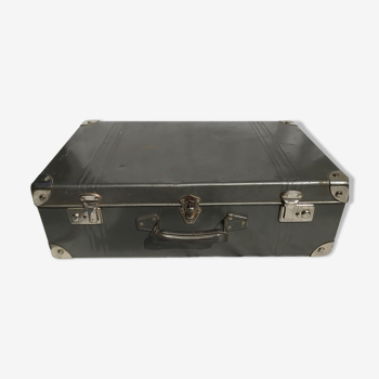 Vintage dark grey metal suitcase