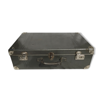 Vintage dark grey metal suitcase