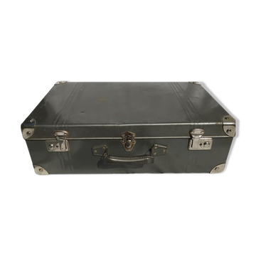 Valise  métal gris foncé  vintage