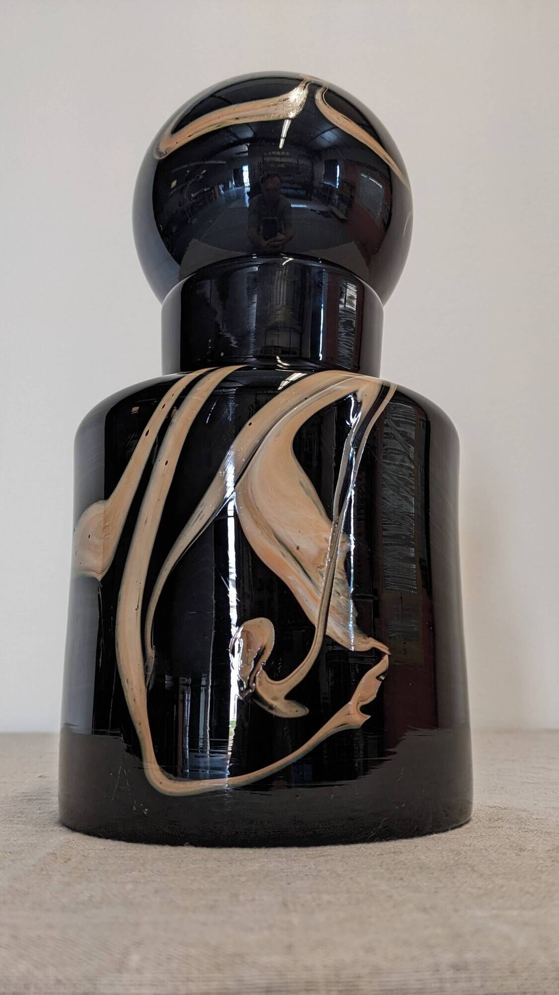 XL bottle or vase by Bob le Bleis for Maure Vieil glassworks circa 1970