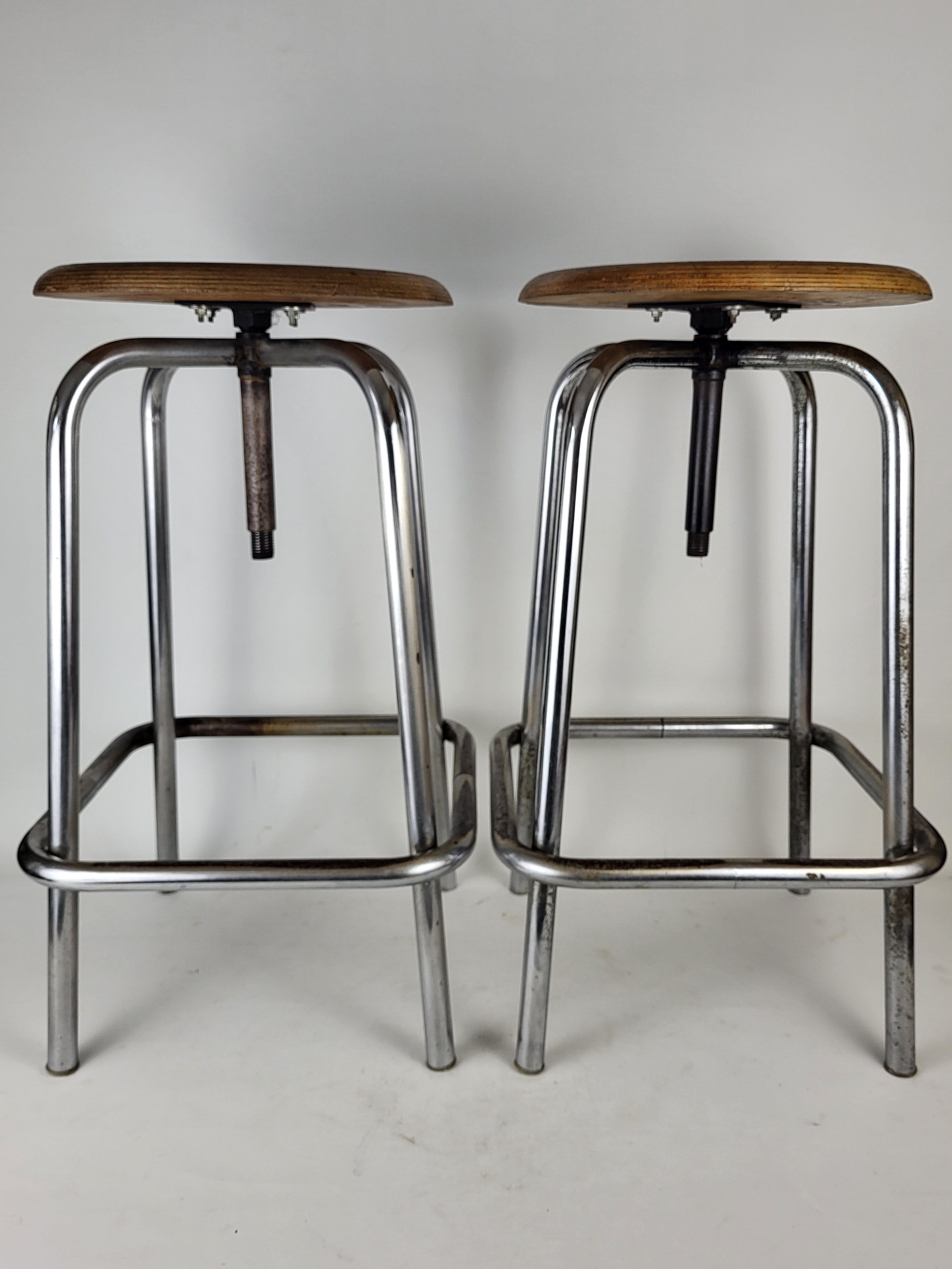 Industrial metal and wood stool
