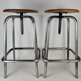 Industrial metal and wood stool