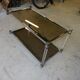 Table basse en verre et chrome 1970