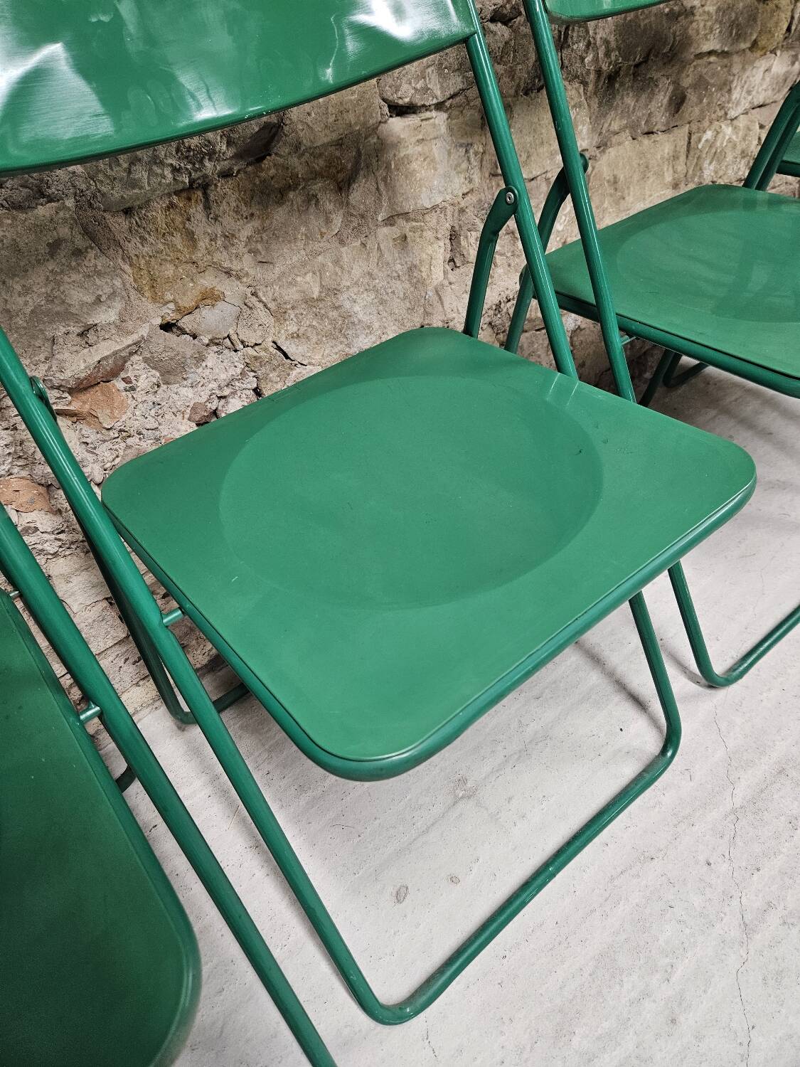 Lot de 6 chaises verte de terrasse pliables