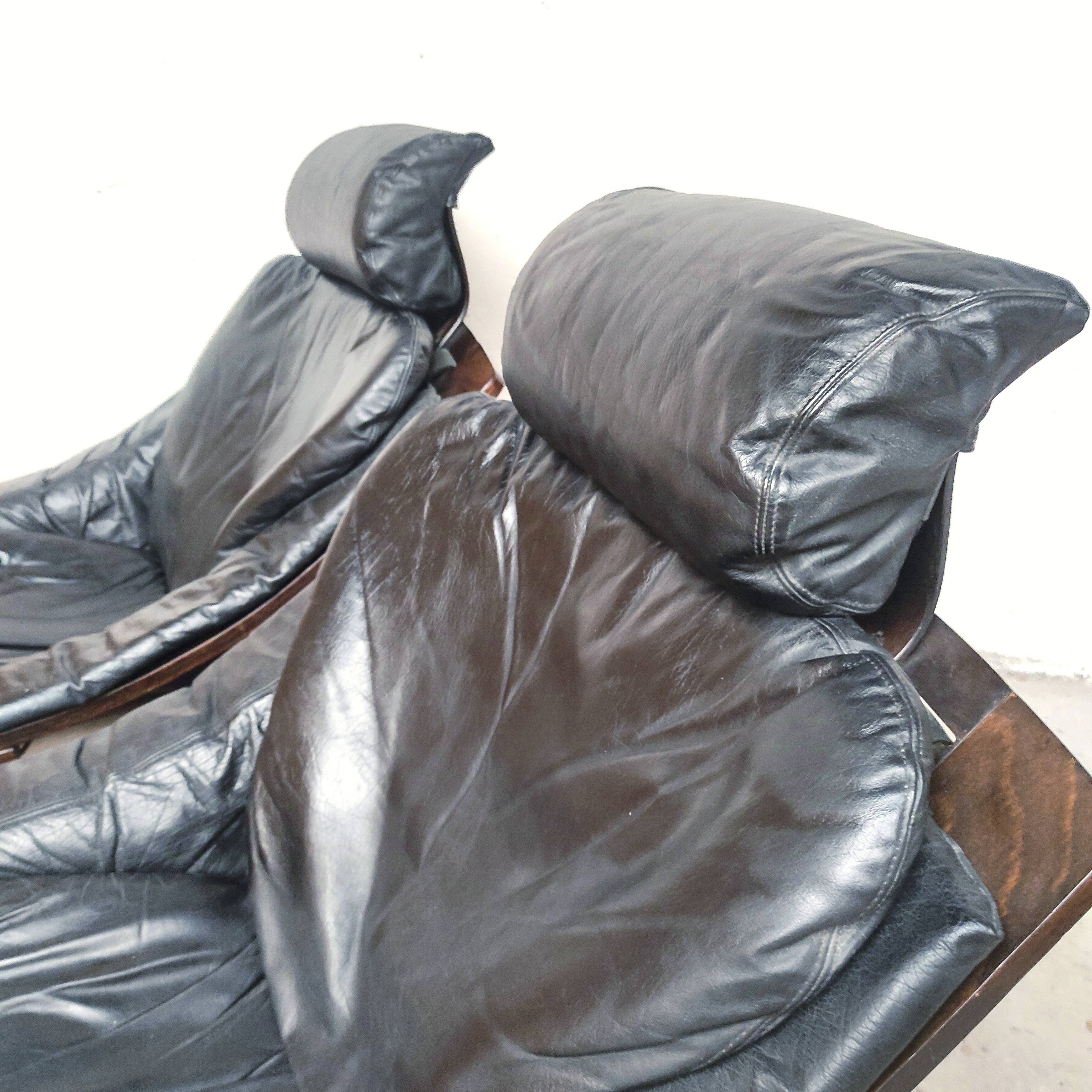 Pair of Kroken armchairs in black leather