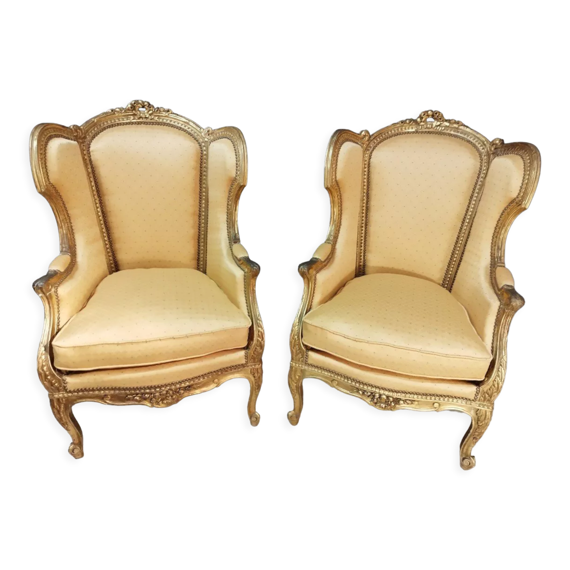 Pair of shepherdess style Louis XV gilded wood XIXth