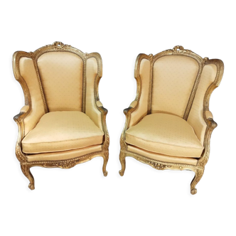 Pair of shepherdess style Louis XV gilded wood XIXth
