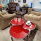 Red tempered glass coffee table