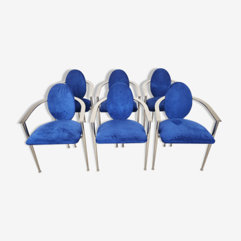 Ensemble de 6 chaises de salle à manger post-modernes par Belgochrom années 1980