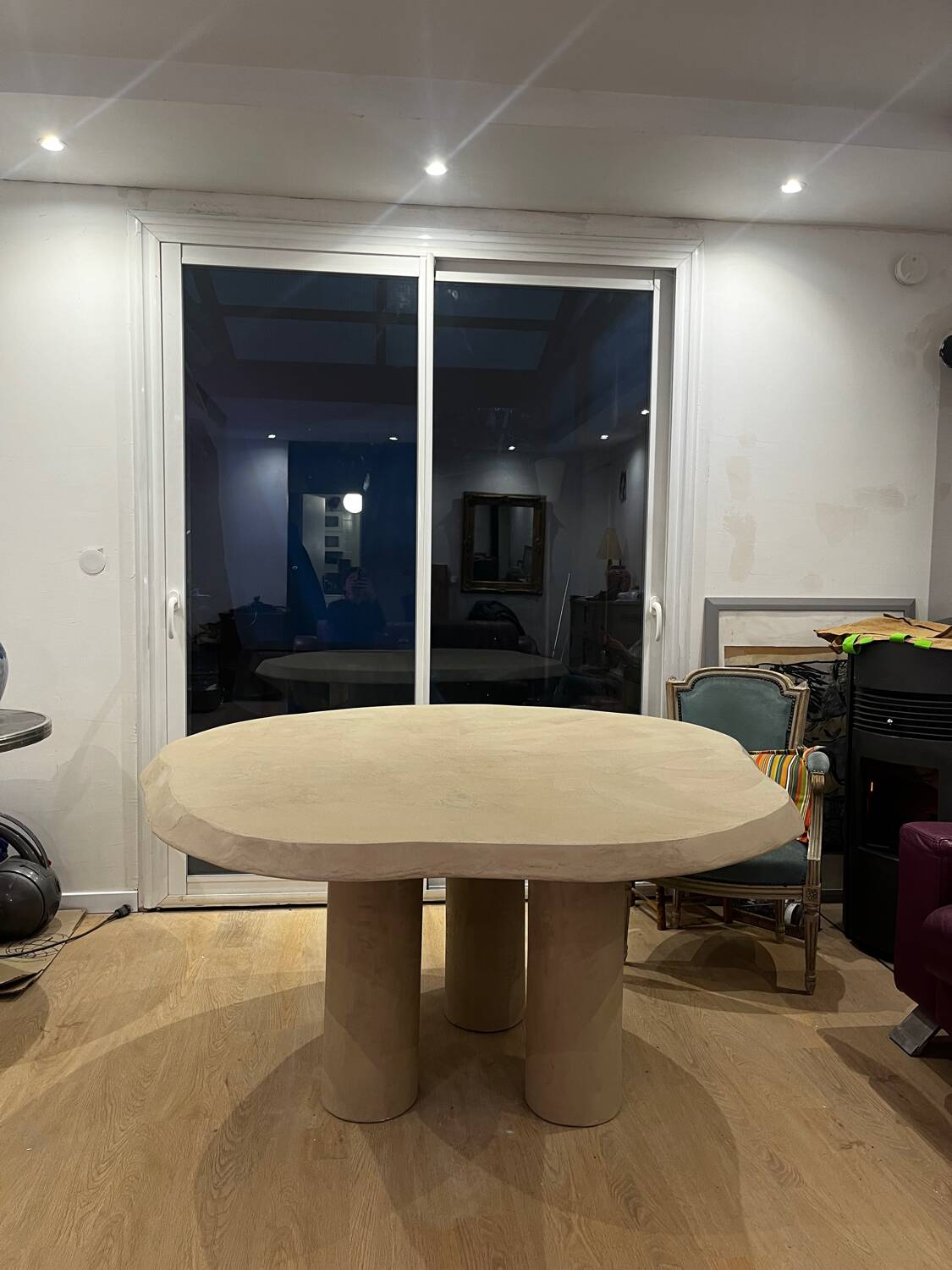 Waxed concrete dining table