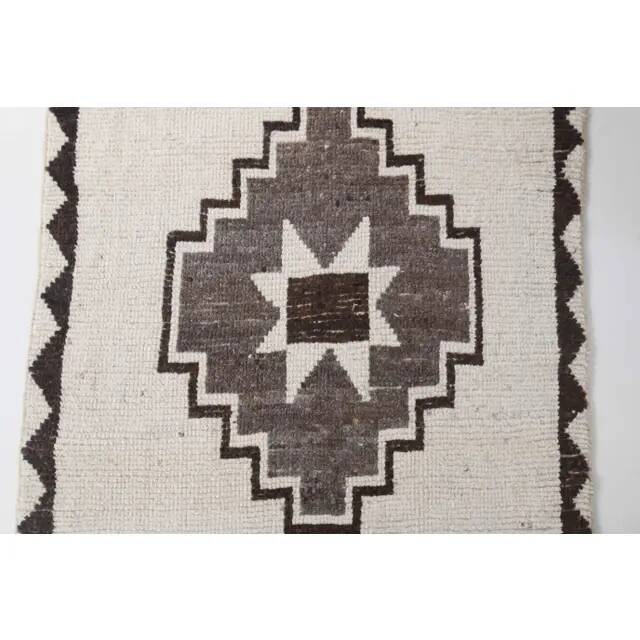 Vintage Turkish Oushak Handmade Cotton White Wool Runner 108x326