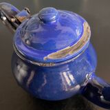 Mini théière bleue en tôle émaillée