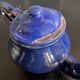 Mini blue enamelled sheet metal teapot