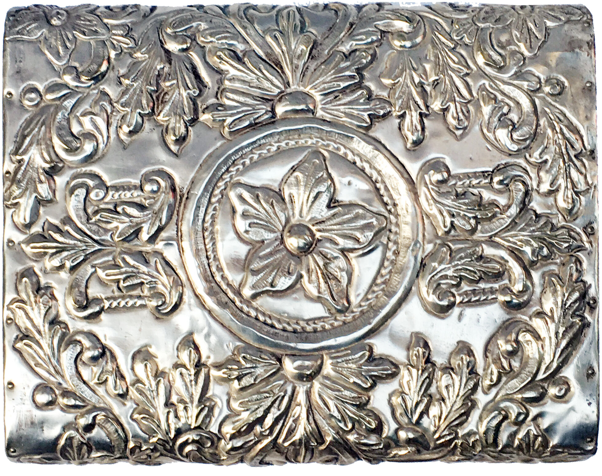 Decorated hammered metal box
