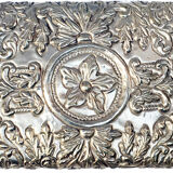 Decorated hammered metal box