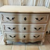 Curved chest of drawers raw oak 3 drawers
