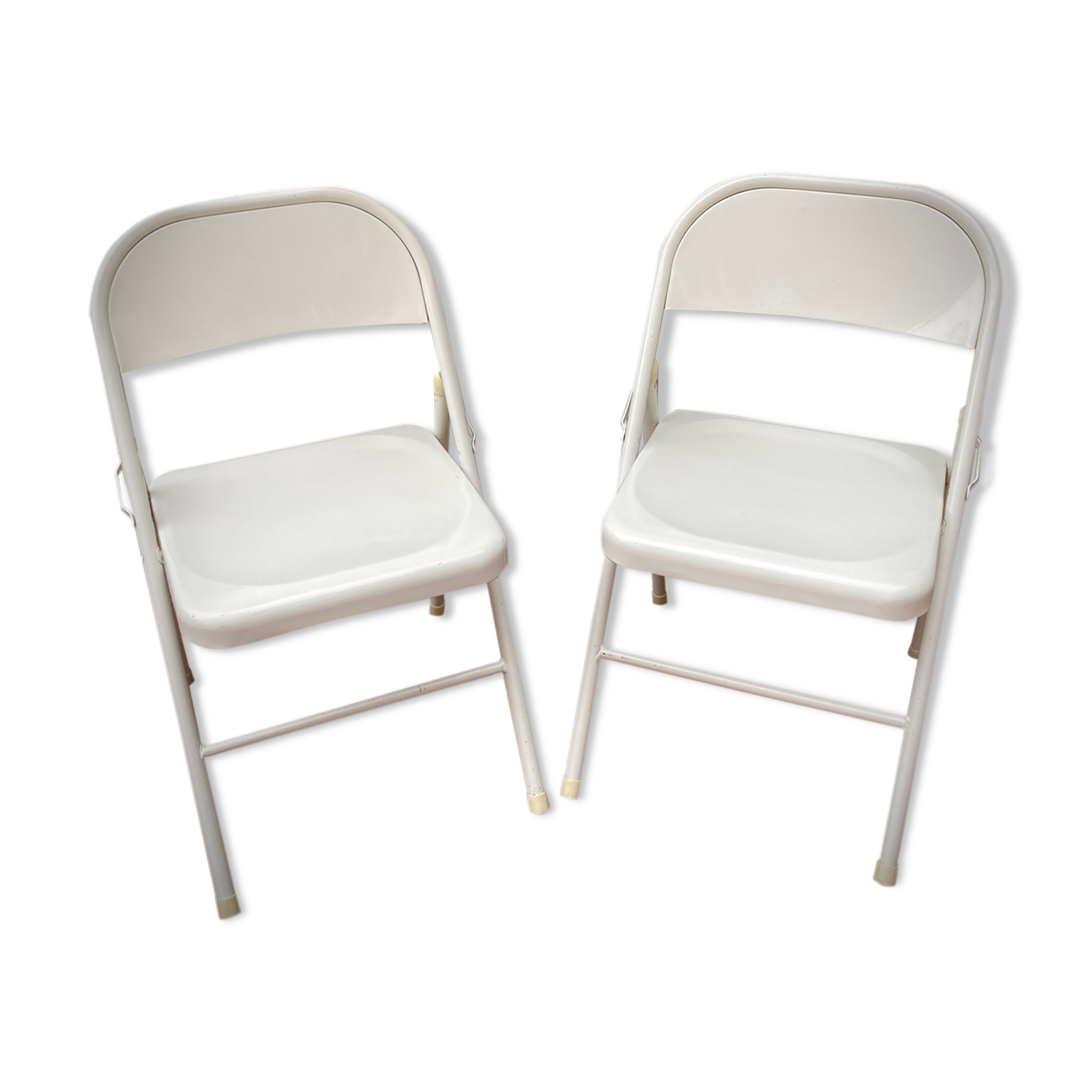 Duo of folding chairs in steel 1980s