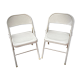 Duo de chaises pliantes en acier années 1980
