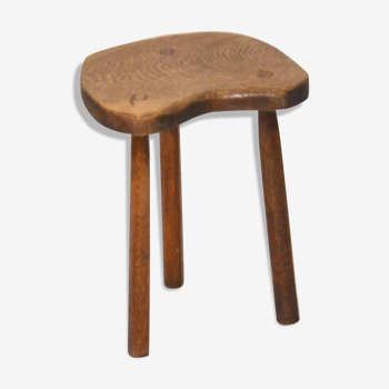 Tabouret de ferme ancien en bois massif