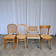 Set of 4 Mix & Match Dining Chairs with Cane Seat / Mid-Century Dining Furn