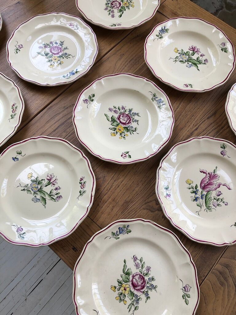 10 flower plates Sarreguemines Lyon