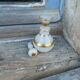 Portieux Vallerysthal old flask in white opaline and gold 1900