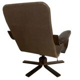 Scandinavian rocking and swivelling armchair – bent wood and leather