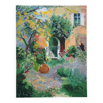 Nancy delouis: the provençal garden in spring, original signed lithograph