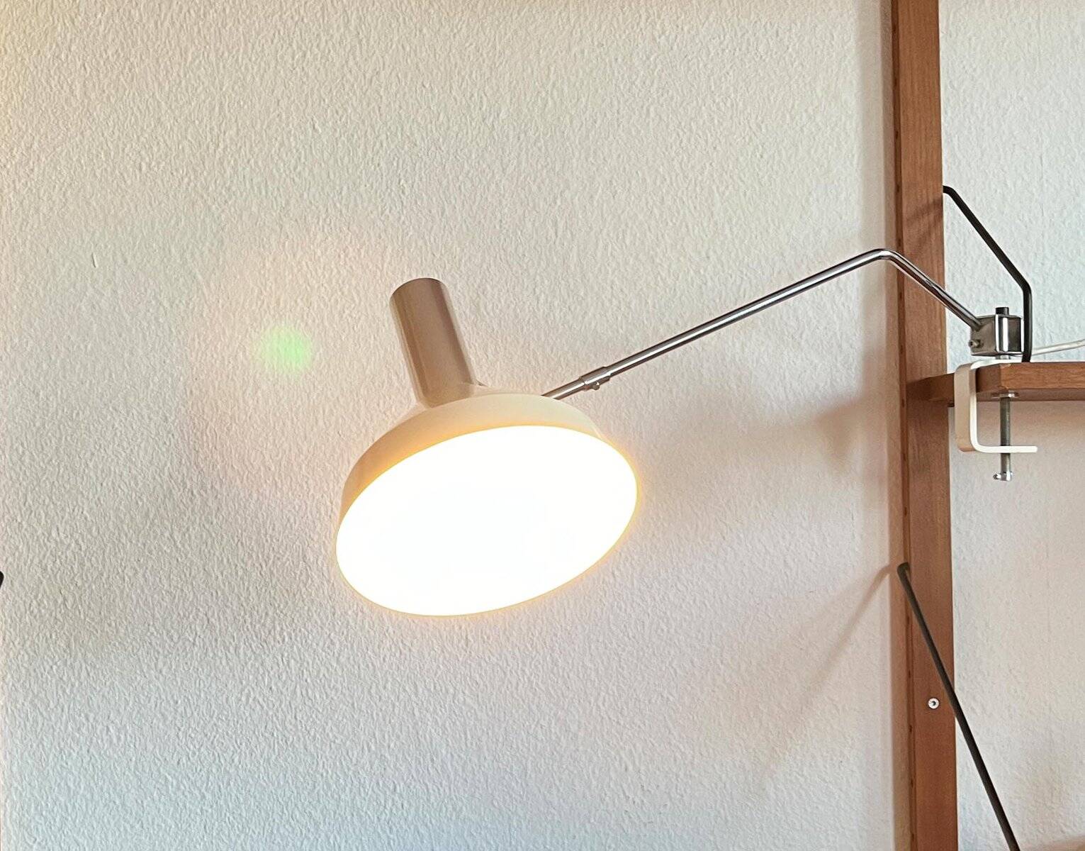 Mid-century minimalist Swiss table lamp with a clamp by Rosemarie and Rico Baltensweiler for Baltensweiler, 1950s.