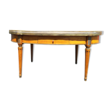 Oval marble and wood coffee table