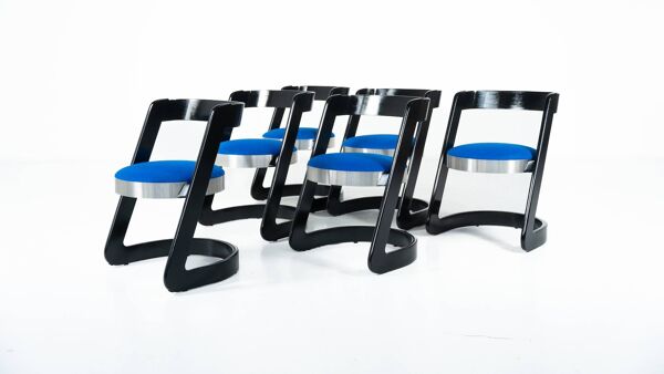 Set of 6 Chairs by Willy Rizzo for Mario Sabot, Italy, 1970s - New Upholste