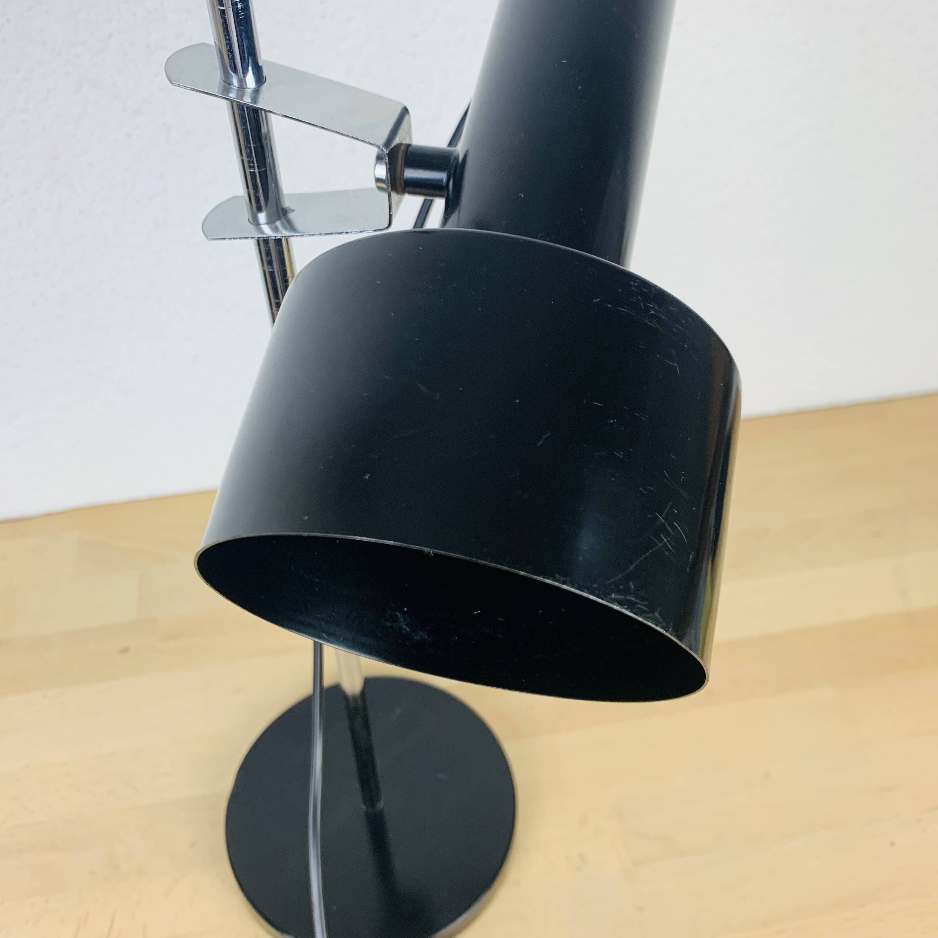 60s black and chrome adjustable spot desk lamp
