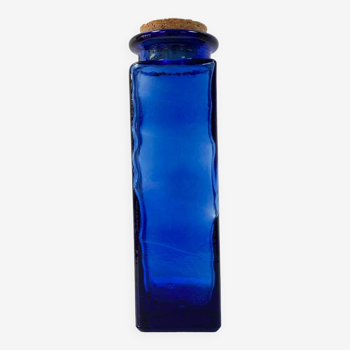 Bocal vintage en verre bleu cobalt