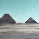 Original lithograph by Alain Le Foll, Khufu, Kephren, Mykerin, 1978