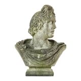 Beautiful Weathered Apollo Bust Garden Statue Cast Stone 65cm