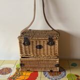 Vintage Flamingo Wicker Picnic Basket