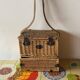 Vintage Flamingo Wicker Picnic Basket