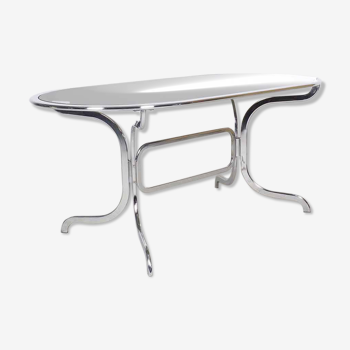 Gastone Rinaldi chrome and smoked glass dining table, 1970's