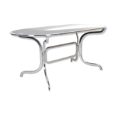 Gastone Rinaldi chrome and smoked glass dining table, 1970's