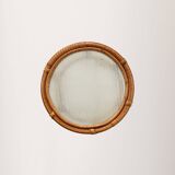 Scandinavian Bamboo Plant Stand with Frosted Glass, 1960s