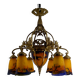 Gilded bronze and blown glass paste chandelier, Muller Frères, Art Deco