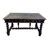 Louis XIII style oak desk stamped Mombro Ainé 19th century
