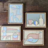 Peinture à l’huile abstraite contemporaine « Pink District » de l’artiste britannique Lloyd Durling, encadrée