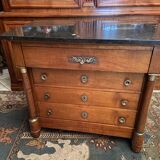 Chest of drawers with columns in blond walnut Empire style XIXth