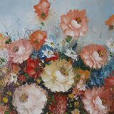 Painting of a vase with flowers by the Belgian painter Edmond Sanders (1898-1961)