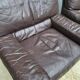 Pair of chocolate leather lounge chairs