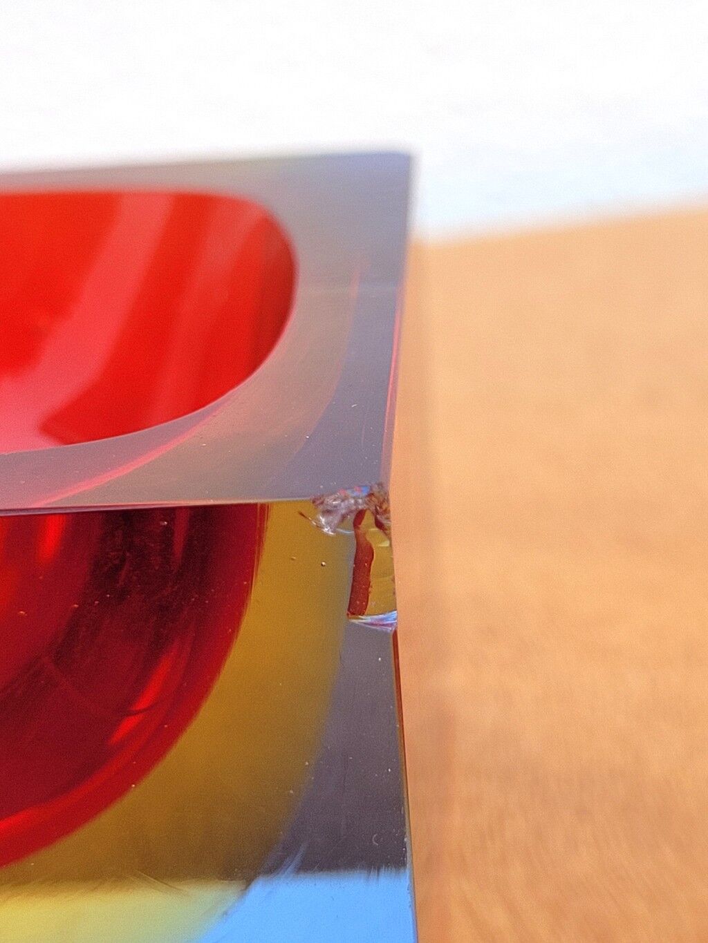 Cendrier bloc Murano sommerso – rouge & ambre